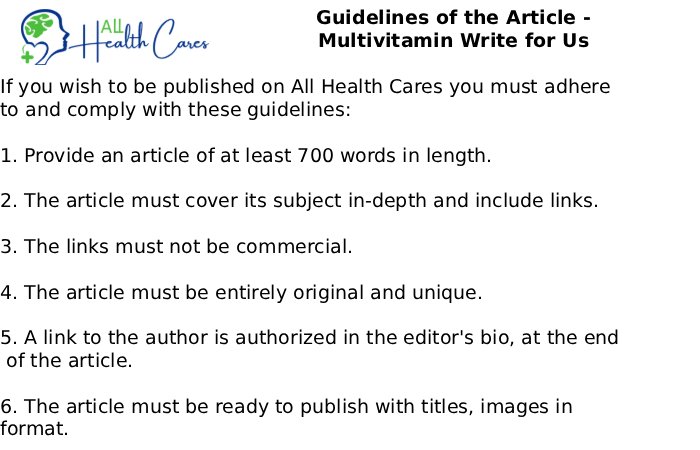 Guidelines of the Article - Multivitamin Write for Us