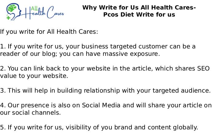 Why Write for Us All Health Cares- Pcos Diet Write for us